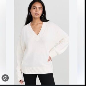 Mango Cream Oversized V-Neck Sweater